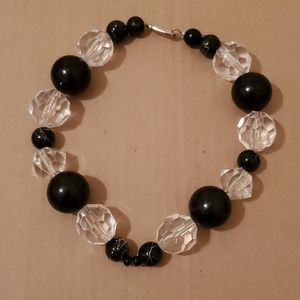 Black and white large beaded necklace